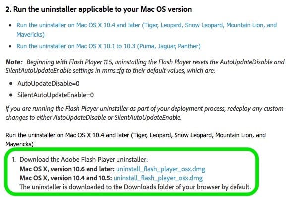 remove adobe flash from mac os x